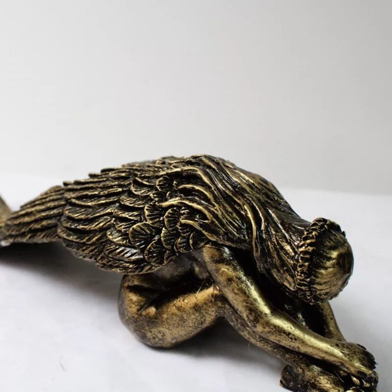 NAUJI Angelai Figūrėlės Angelai Ilgi Sparnai Fėja Figūra Statula Sodas Kiemas Dervos Angelo Skulptūra Namų Sodo puošmena