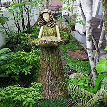 Sherwood Fern Fairy Statuary with Bird Feeder Resin Ornament Άγαλμα εξωτερικού χώρου κήπου Super Cute SCVD889
