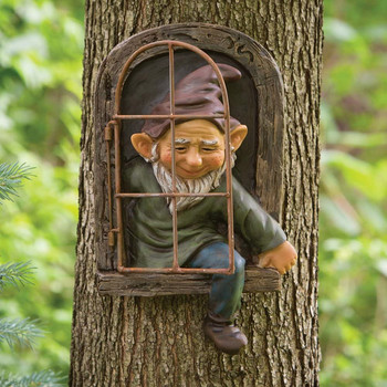 Ρητίνη Naughty Gnome Νάνος Διακόσμηση Κήπου Άγαλμα Γέρος Bark Πρόσωπο φάντασμα Νεράιδα Στολίδι Πασχαλινό Υπαίθριο Δημιουργικό στηρίγματα Χειροτεχνίες