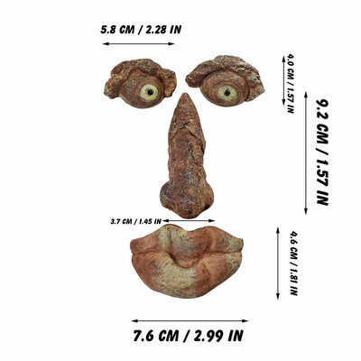 Derva neklaužada nykštukas nykštukas sodo puošmena statula Senis žievė vaiduoklis veidas fėjos ornamentas Velykų lauko kūrybinis rekvizitas Amatai