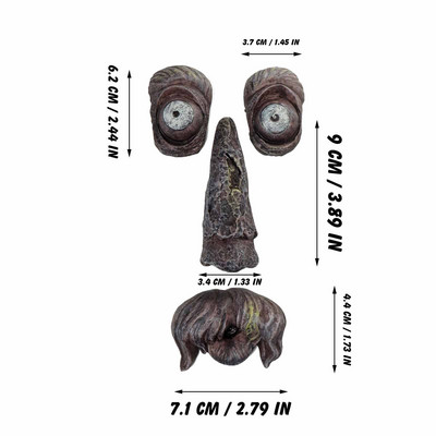 Derva neklaužada nykštukas nykštukas sodo puošmena statula Senis žievė vaiduoklis veidas fėjos ornamentas Velykų lauko kūrybinis rekvizitas Amatai