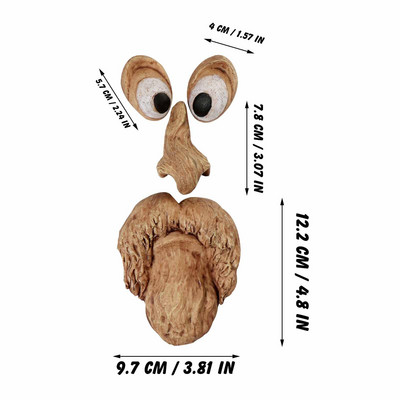 Derva neklaužada nykštukas nykštukas sodo puošmena statula Senis žievė vaiduoklis veidas fėjos ornamentas Velykų lauko kūrybinis rekvizitas Amatai