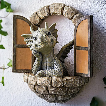 Dragon Out The Door Garden Resin Statue Yard Art Διακόσμηση γκαζόν Χειροτεχνία Διακοσμητικά για αυλή κήπου Μπαλκόνι Διακόσμηση δέντρων
