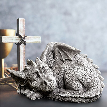 Dragon Baby Garden Statue Очарователен сън Портрет Декорация Dragon Resin Sculpture for Outdoor Garden Ornament Home Decor Gift