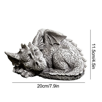 Statuie de grădină pentru bebeluș dragon, decorație adorabilă pentru portret de somn
