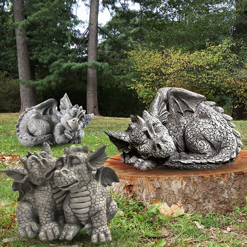 Statuie de grădină pentru bebeluș dragon, decorație adorabilă pentru portret de somn