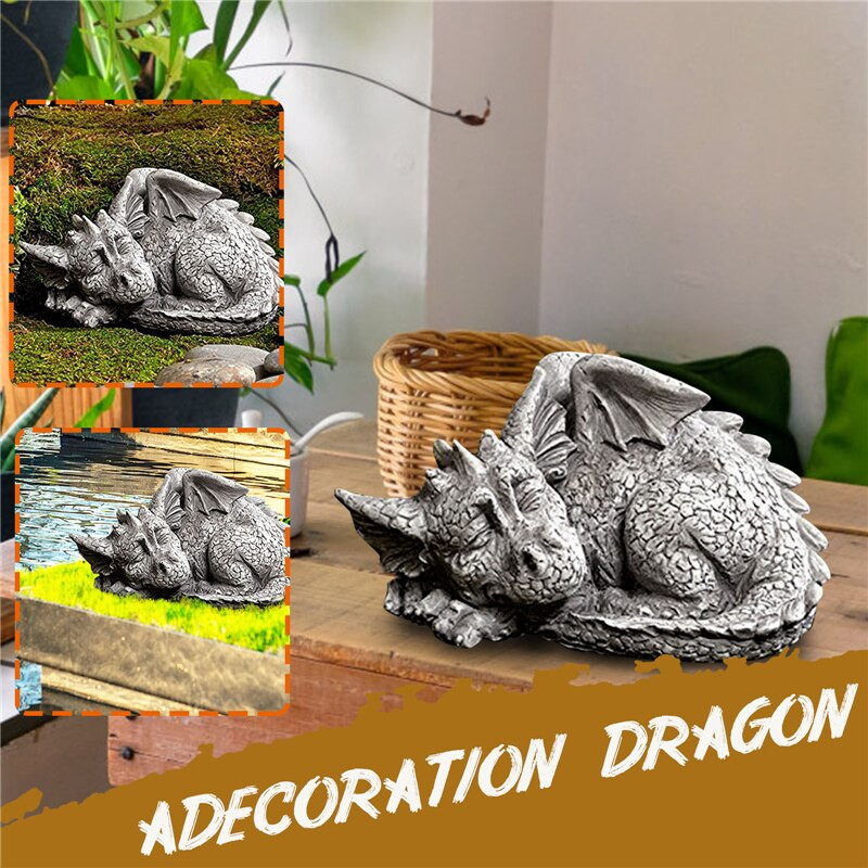 Statuie de grădină pentru bebeluș dragon, decorație adorabilă pentru portret de somn