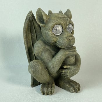 NorthEUINS Resin Solar Gargoyle Statues With Light Garden Decoraitve Figurines Home Outdoor Courtyard Decor Acessorie Sculpture