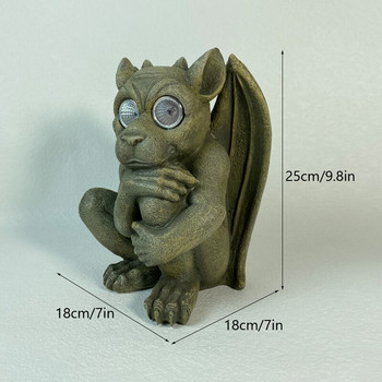 NorthEUINS Resin Solar Gargoyle Statues With Light Garden Decoraitve Figurines Home Outdoor Courtyard Decor Acessorie Sculpture