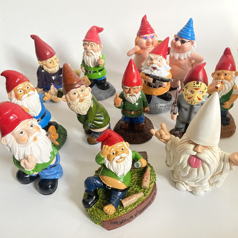 Záhradná socha trpaslíka, škriatok, živica, kreatívny model, socha, vtipná roztomilá miniatúrna rozprávková hračka, figúrka, sviatočné darčeky, dekorácie, remeslá