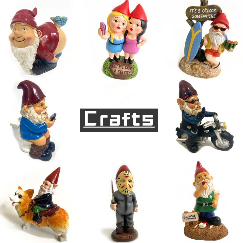 Záhradná socha trpaslíka, škriatok, živica, kreatívny model, socha, vtipná roztomilá miniatúrna rozprávková hračka, figúrka, sviatočné darčeky, dekorácie, remeslá