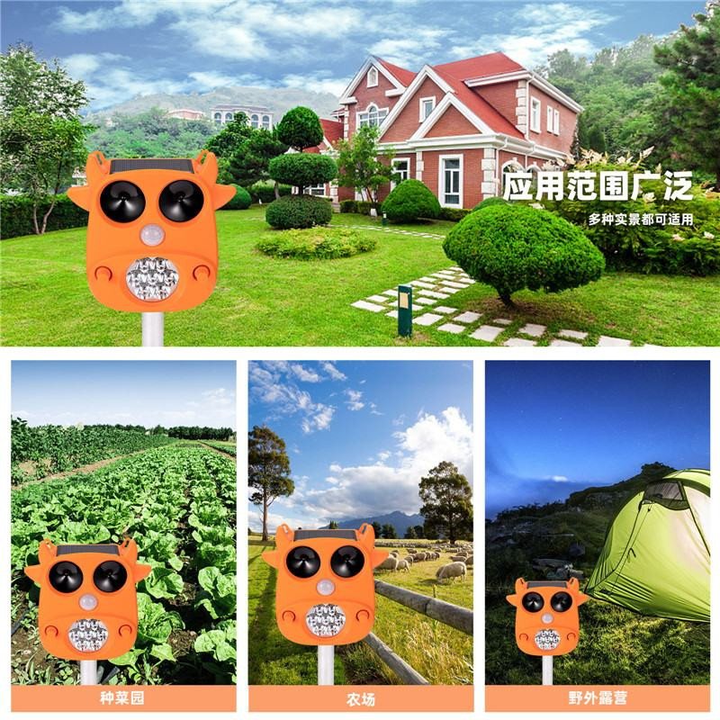 Respingător solar cu ultrasunete pentru animale Lumină intermitentă LED înspăimântă animalele de grădină Senzor PIR Pasăre Pisică Câine Iepure Repelent pentru raton