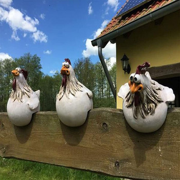 Διακόσμηση φράχτη Αγάλματα Αστεία ρητίνη κοτόπουλου Craft Hen Sculpture Άγαλμα εξωτερικού χώρου Housewarming Art Farm Patio Backyard Decor Δώρο