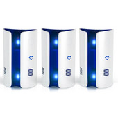 3x ultrazvukový elektromagnetický repelent proti škodcom, zapojte ho do zásuvky pre vnútorné a vonkajšie použitie (americká zástrčka)