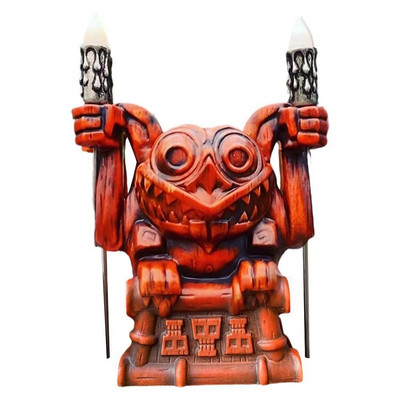 Élethű kültéri gyanta retro fáklya világító víz csésze Tili szobor Tiki figura szobor Hawaii totem