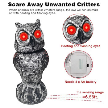Άγαλμα κουκουβάγιας Fake Owl Bird Scarecrow Decoy Owl Decoys To Scare Birds Away With Sound Nature Enemy Bugs Repellents for Outdoor