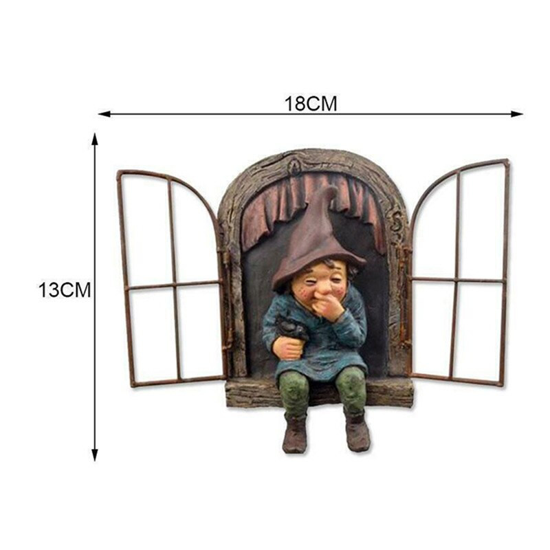 Sodas Peeker Yard Menas Skulptūra Elfas Iš durų Medis Miniatiūros Papuošalai Rekvizitai Amatai namų sodo dekoravimui lauke