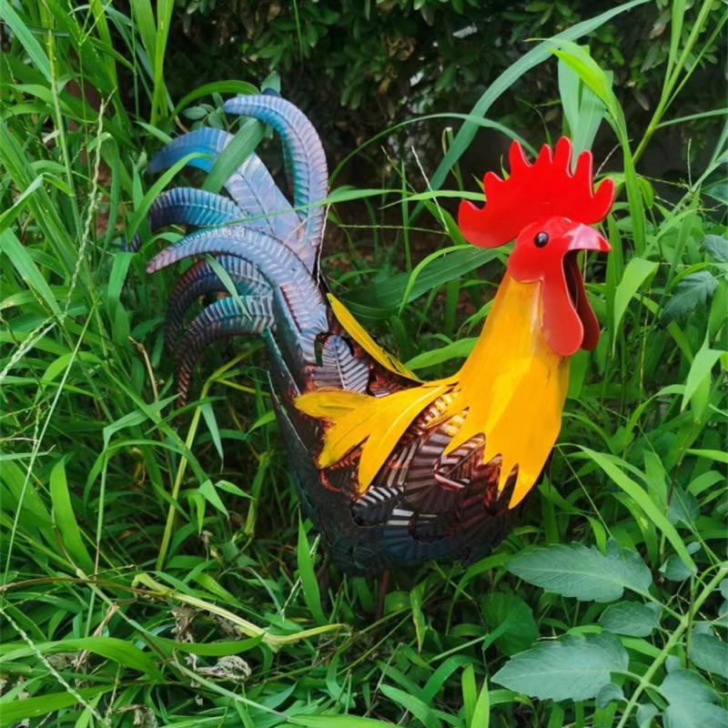 Figurină din metal Sculptură Cocoș Cocoș de Fier sculptat Statuie de pui Mobilier Articole pentru casă Lucrări de artă Decorare pentru grădină