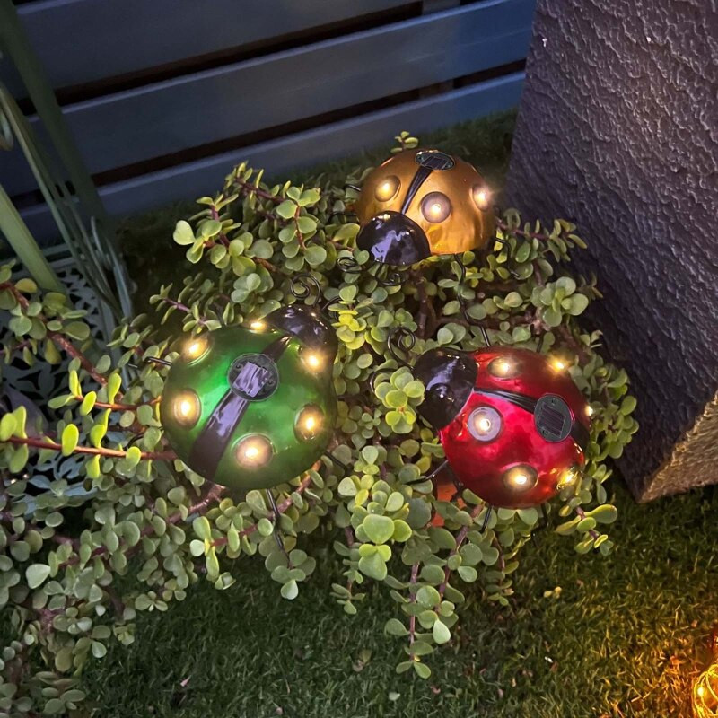 Saulės LED lemputė, skirta kiemo kraštovaizdžiui lauko boružėms saulės lempa sodo kiemo kiemo ornamentas vandeniui atsparus antikorozinis