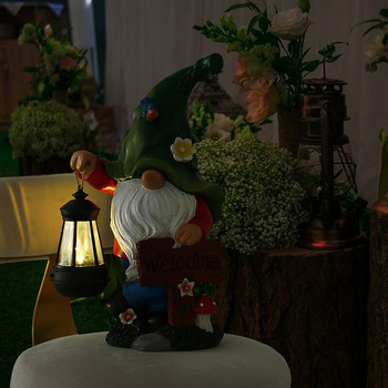 Solar Gnome Led Light Αγάλματα Κήπου Στολίδι Σπίτι Εξωτερική Διακόσμηση Αυλής Νάνος Ρητίνης Άγαλμα Αδιάβροχο Φωτισμός Ειδώλιο Χειροτεχνία Δώρο