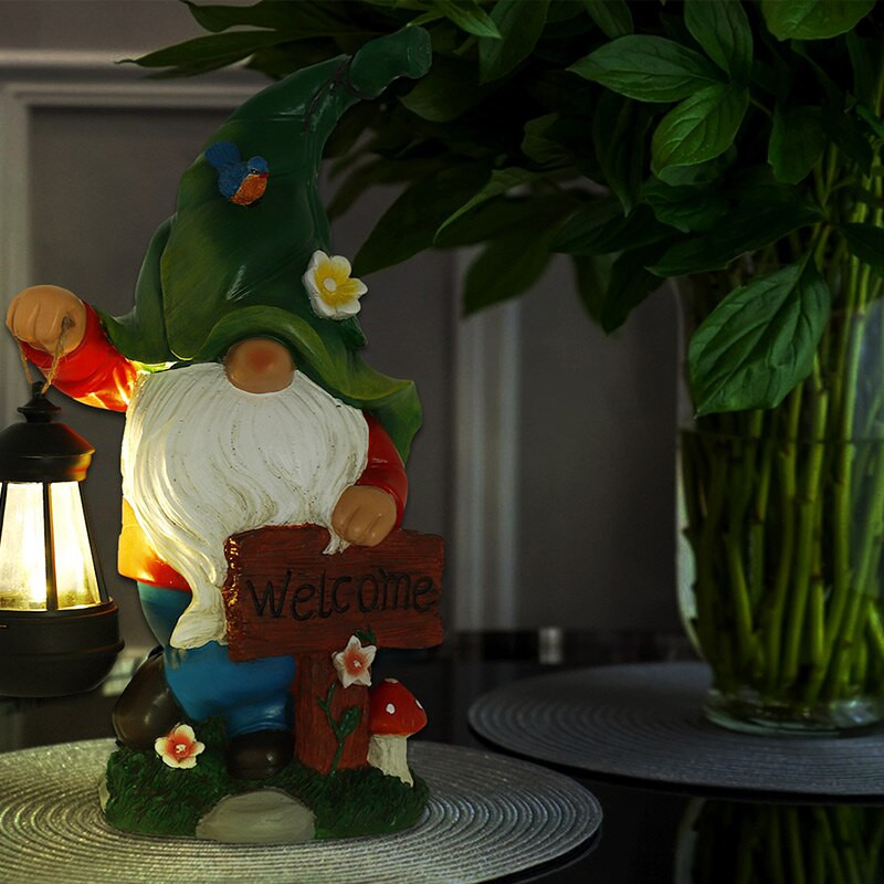 Solárne trpasličie LED svetlo záhradné sochy ornament domáce vonkajšie záhradné dekorácie trpasličia živicová socha vodotesné osvetlenie figúrka remeselný darček