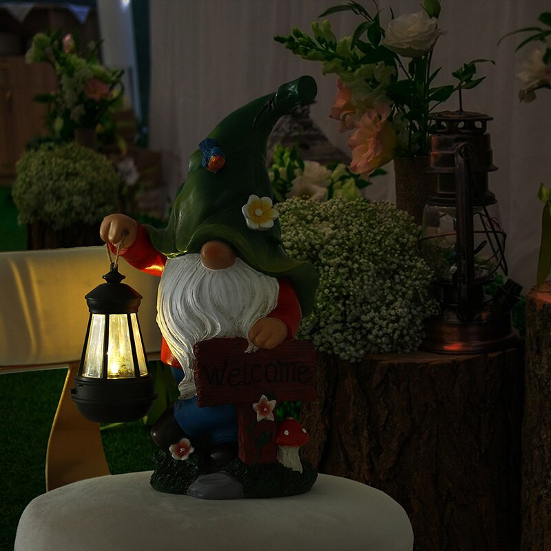 Solárne trpasličie LED svetlo záhradné sochy ornament domáce vonkajšie záhradné dekorácie trpasličia živicová socha vodotesné osvetlenie figúrka remeselný darček