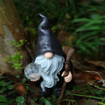 Gnome Holding Φωτιστικά Φωτιστικά Μπαλάκια Για Διακόσμηση Ρητίνη Νάνος με Μπαστούνι Φιγούρες Κήπου Διακοσμήσεις Σπιτιού Φώτα LED Φωτιστικό γκαζόν