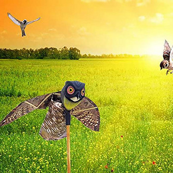 Owl Bird Deterring Scarecrow Decoration Fake Owl Decoy Bird Scare Repeller Sound and Shadow Control Garden Lawn Yard Ornaments