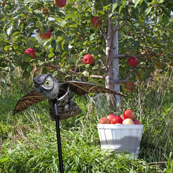 Owl Bird Deterring Scarecrow Decoration Fake Owl Decoy Bird Scare Repeller Sound and Shadow Control Garden Lawn Yard Ornaments