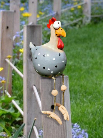 Διακόσμηση τέχνης αυλής Κοτόπουλο Κήπος Βύσμα γκαζόν Κόκορας Στολίδια κότες Αγάλματα πουλιών Edge Seat Εσωτερική εξωτερική εξωτερική διακόσμηση πίσω αυλής