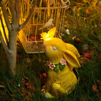 Πασχαλινό λαγουδάκι Πεταλούδα Φιγούρα Led Solar Landscape Light Στολίδι άγαλμα για υπαίθρια αυλή κήπου Διακόσμηση γκαζόν Γενέθλια Q1FD