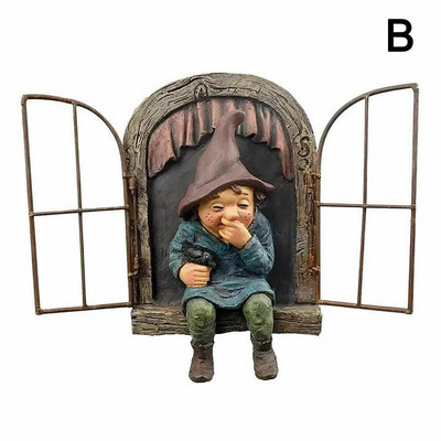 Laipiojanti nykštukė skulptūra nykštukų meno statulos, dervos kolekcionavimas miniatiūros sodas, namų dekoravimas ir figūrėlės lauko fėjų ornamentas