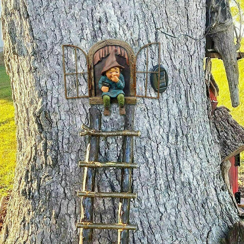 Laipiojanti nykštukė skulptūra nykštukų meno statulos, dervos kolekcionavimas miniatiūros sodas, namų dekoravimas ir figūrėlės lauko fėjų ornamentas