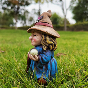 Halloween Resin Magic Witch Sculpture Χειροτεχνία κήπου Στολίδια Διακόσμηση σπιτιού Απόκριες Δώρο Έπιπλα Γλυπτό κήπου