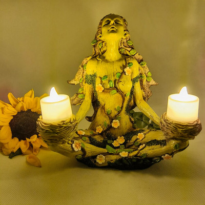 Gamtos balansas Žvakių laikiklis dervos miško gynėjas deivės žvakidės ornamentas statulėlės namų dekoro dovana