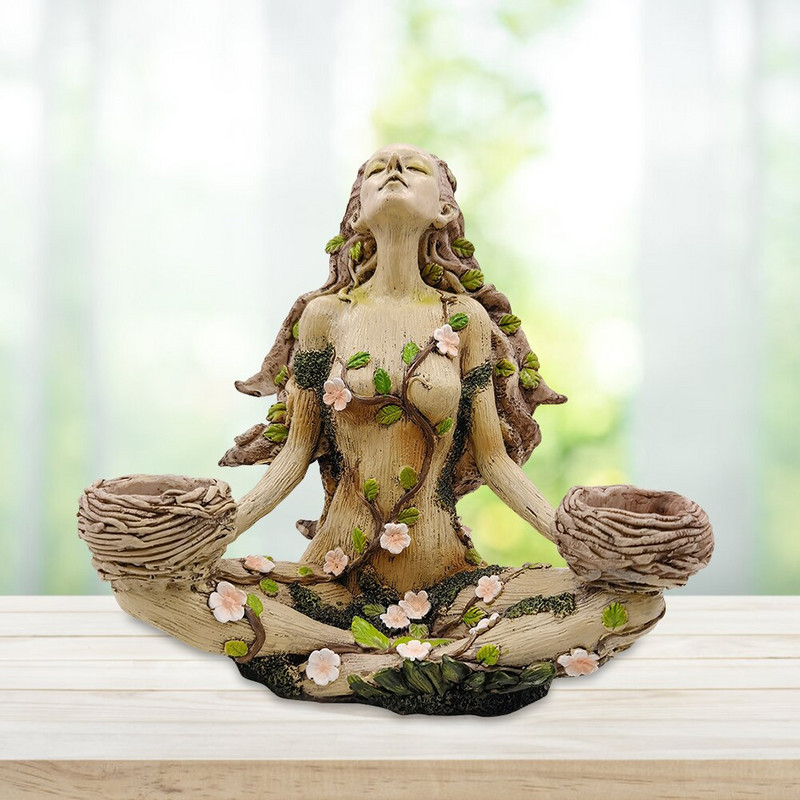 Gamtos balansas Žvakių laikiklis dervos miško gynėjas deivės žvakidės ornamentas statulėlės namų dekoro dovana