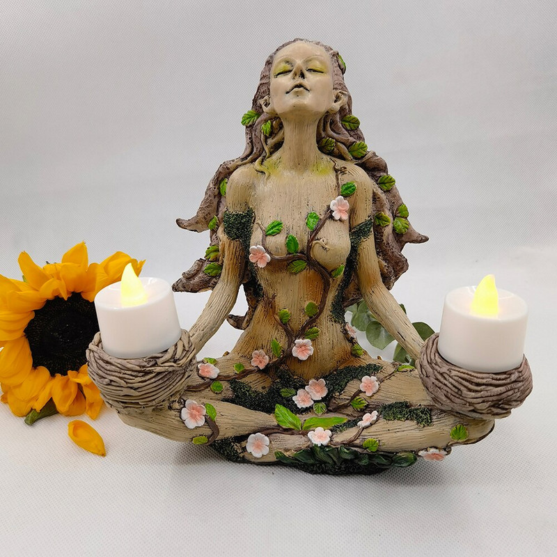 Gamtos balansas Žvakių laikiklis dervos miško gynėjas deivės žvakidės ornamentas statulėlės namų dekoro dovana