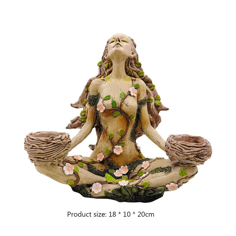 Gamtos balansas Žvakių laikiklis dervos miško gynėjas deivės žvakidės ornamentas statulėlės namų dekoro dovana