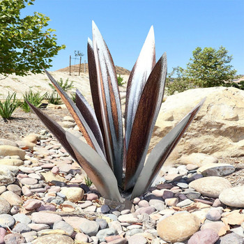 27/35/65CM DIY Metal Agave Plants Tequila Art Crafts Στολίδι Ρουστίκ Γλυπτό αυλής κήπου Αξεσουάρ διακόσμησης σπιτιού εξωτερικού χώρου