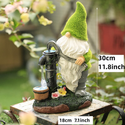 Sodo papuošalai 11 colių didelės saulės energija varomos sodo nykštukų dervos figūrėlės, skirtos sodo kiemo vejai kiemo puošmenoms Įkurtuvių dovanos