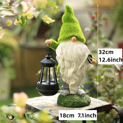 Sodo papuošalai 11 colių didelės saulės energija varomos sodo nykštukų dervos figūrėlės, skirtos sodo kiemo vejai kiemo puošmenoms Įkurtuvių dovanos