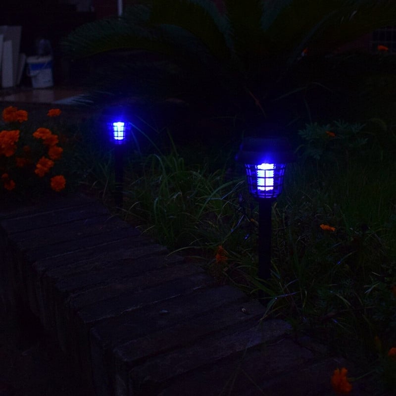 2 ks solárne napájané lampy na zabíjanie komárov, vonkajšie záhradné LED svetlo, odpudzujúce škodcov, hmyz, zabíjač hmyzu, cestičky, záhradné dekorácie, osvetlenie