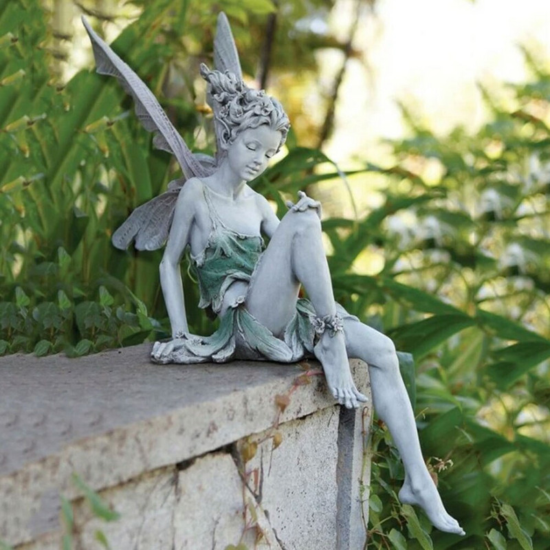 1 kom. vila koja sjedi, vrtna statua, smola, rukotvorine, ukrasni dodaci, ukrasi za dom, uređenje dvorišta, dekoracija travnjaka