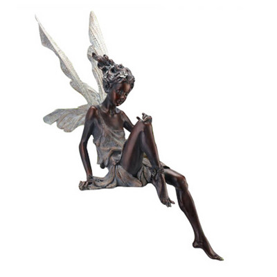 Sodo meno puošmena Fėja Elfas, laikanti Suower statulą Ornamentas Paukščių lesyklėlė Derva Amatai Kraštovaizdžio kūrimas Kiemo dekoro priedai