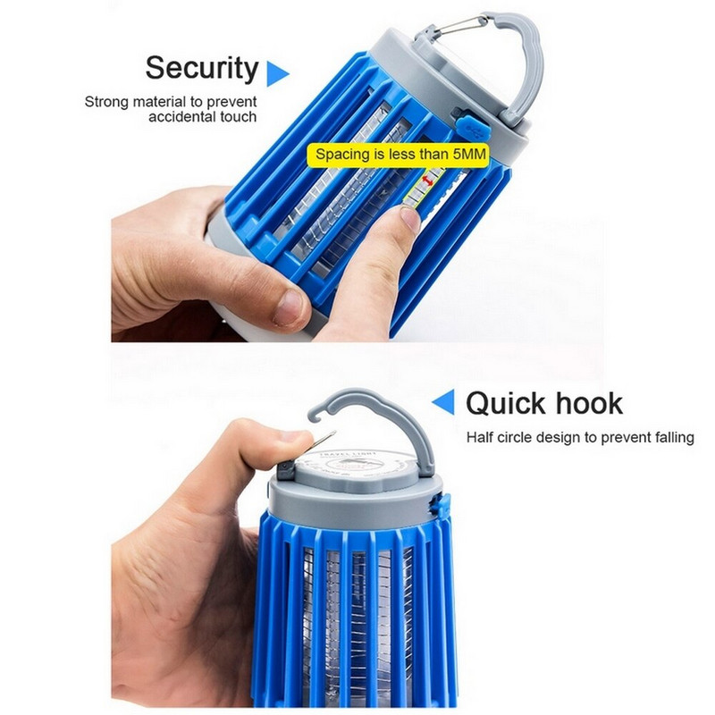 2 viename LED USB saulės energijos uodų žudymo lempa Proable Žibintas lauko šviesą atbaidantis vabzdžių vabzdžių uodų gaudyklė Moskito Camping