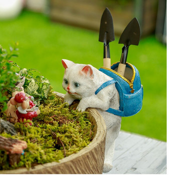 Νέο χαριτωμένο σκυλί γάτας που κρεμιέται με ρετσίνι στολίδι Καλάθι ζώων με λουλούδια διακόσμηση για Σχέδιο κήπου σε γλάστρες με φυτά Hugger Στολίδι