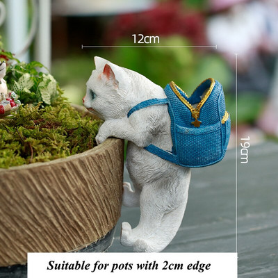 Naujas mielas kačių šunų kabantis puodelis dervos dekoras Gyvūnų gėlių krepšelio krašto dekoras, skirtas sodo dizainui vazoniniai augalai Hugger ornamentas
