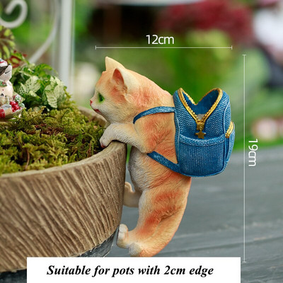 Naujas mielas kačių šunų kabantis puodelis dervos dekoras Gyvūnų gėlių krepšelio krašto dekoras, skirtas sodo dizainui vazoniniai augalai Hugger ornamentas