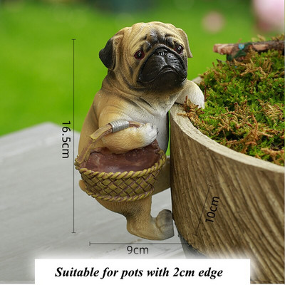 Naujas mielas kačių šunų kabantis puodelis dervos dekoras Gyvūnų gėlių krepšelio krašto dekoras, skirtas sodo dizainui vazoniniai augalai Hugger ornamentas