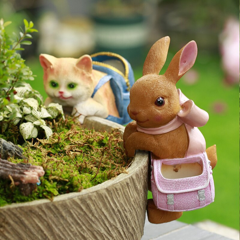 Naujas mielas kačių šunų kabantis puodelis dervos dekoras Gyvūnų gėlių krepšelio krašto dekoras, skirtas sodo dizainui vazoniniai augalai Hugger ornamentas